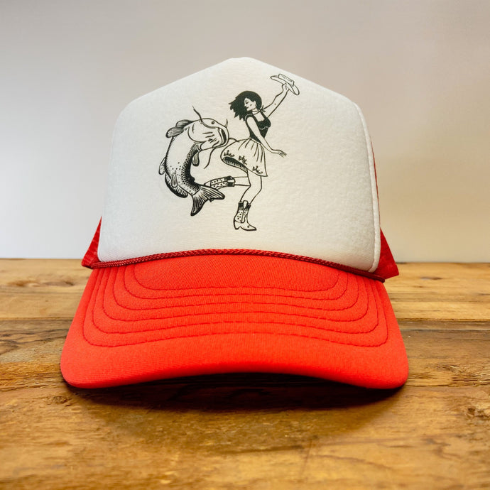 Big Cowgirl and Catfish Dance Trucker Hat - Hats - BIGGIE TX (6093259374748)