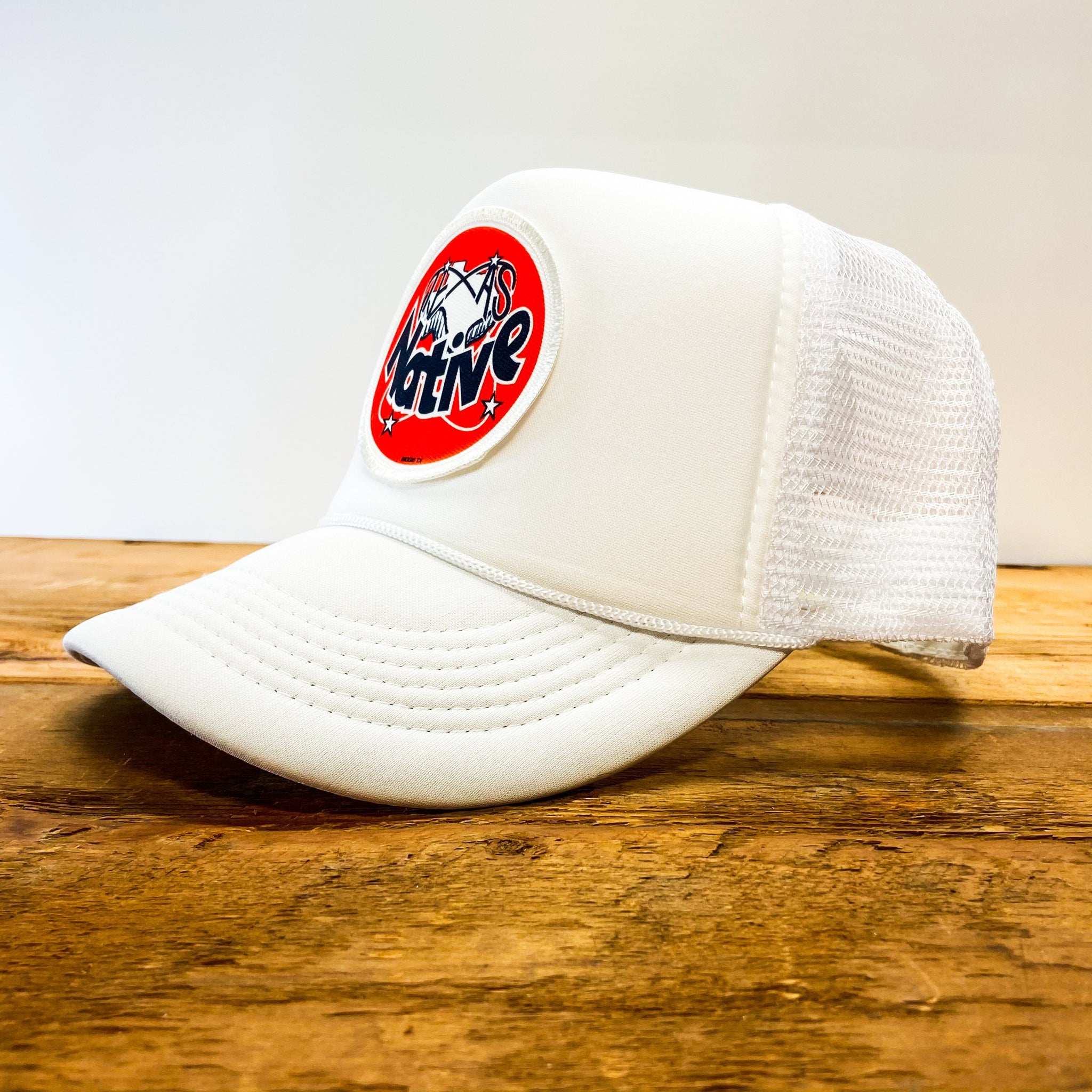 Big Texas Native Patch Trucker Hat - Retro Houston Astros-style Logo White
