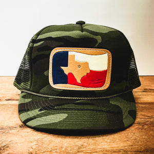 Leather Texas Flag Patch on Rope Hat - Hats - BIGGIETX (7308454690972)