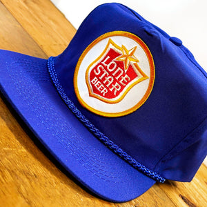 Lone Star Beer Patch on Hat with Leather Strap & Brass Buckle - Hats - BIGGIETX Hats (6818685026460)