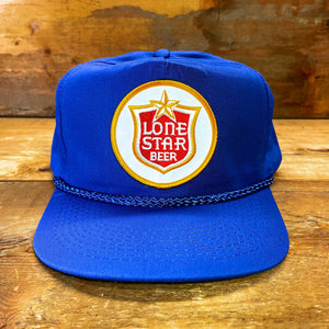 Lone Star Beer Patch on Hat with Leather Strap & Brass Buckle - Hats - BIGGIETX Hats (6818685026460)