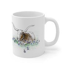 Load image into Gallery viewer, Longhorn in Bluebonnets Coffee Mug 11oz - Longhorn Cup - Mug - BiggieTexas
