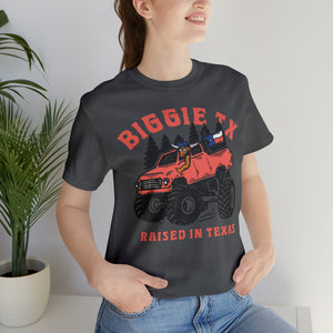 Raised in Texas Short Sleeve Tee - Longhorn Texas Lifted Truck - T-Shirt - BiggieTexas