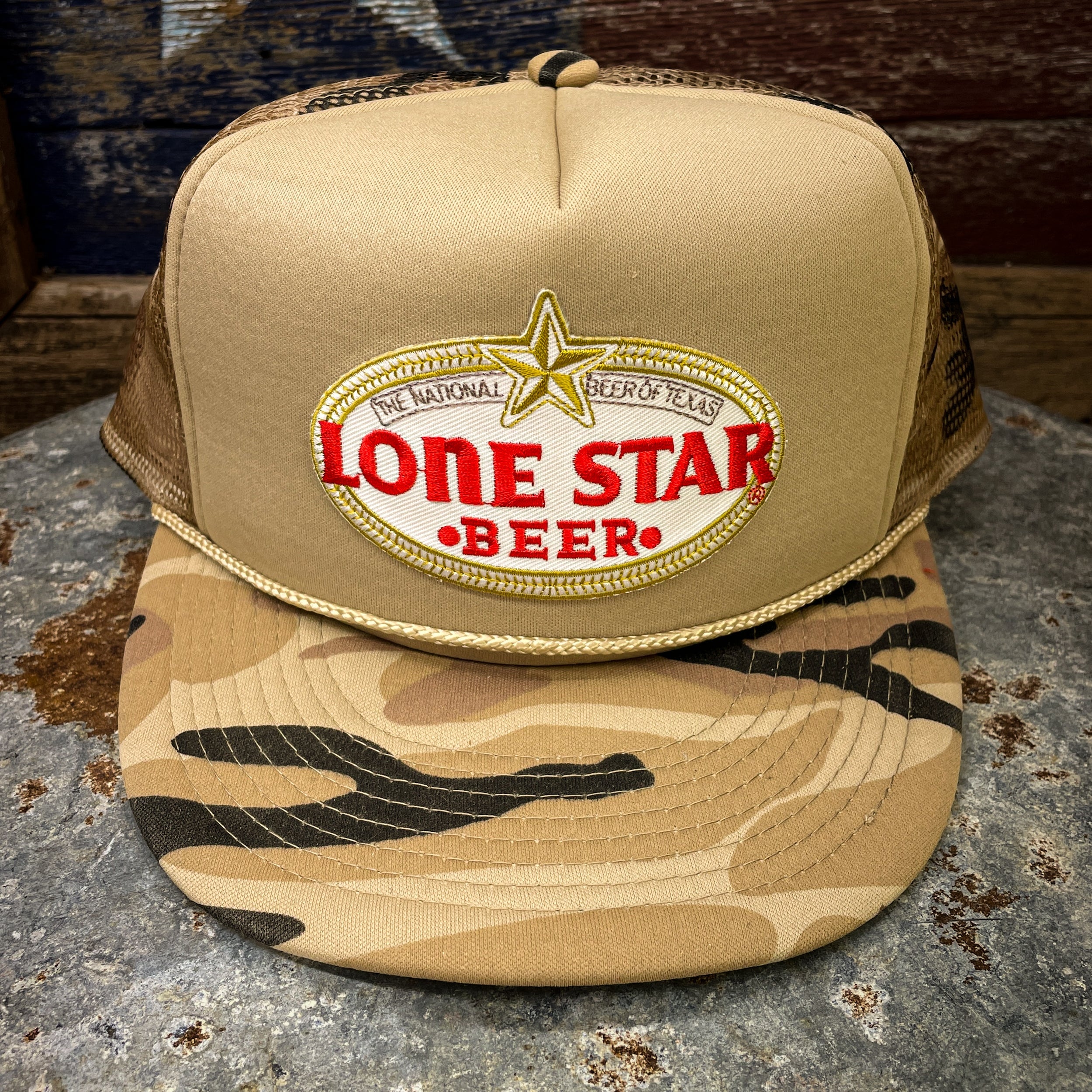 Rope Hat with Lone Star Beer Patch